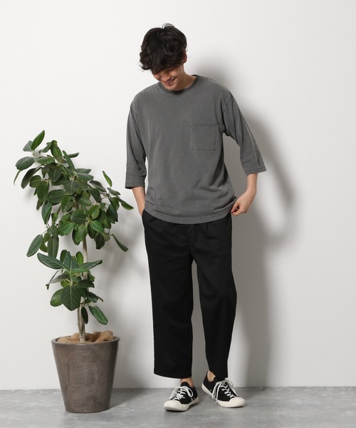 LAKOLE（ラコレ）の「ピグメントポケットクロップドTシャツ / LAKOLE（Tシャツ/カットソー・メンズ・ホワイト/ベージュ/パープル/チャコール・MEDIUM/LARGE）」の8枚目の写真