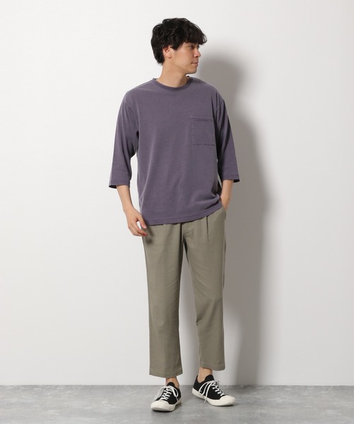 LAKOLE（ラコレ）の「ピグメントポケットクロップドTシャツ / LAKOLE（Tシャツ/カットソー・メンズ・ホワイト/ベージュ/パープル/チャコール・MEDIUM/LARGE）」の7枚目の写真