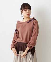 ふりふ | アネモネ刺繍プルオーバー(Tシャツ/カットソー)