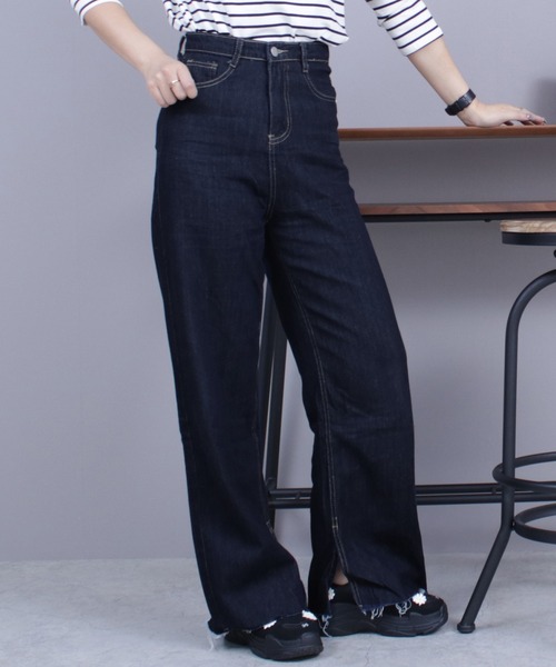 moitytto カットオフデニム　ネイビーM 低身長さん向けSサイズあり】カットオフデニム（デニムパンツ