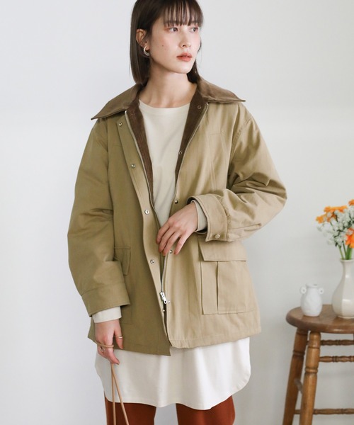 select MOCA（セレクトモカ）の「コーデュロイデザインワークジャケット（その他アウター・レディース・ベージュ/グリーン・FREE）」の5枚目の写真