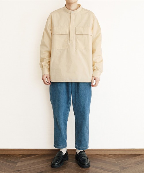 y/m(イム)の「プルオーバーノーカラーシャツ(シャツ/ブラウス・メンズ・ブルー/アイボリー・MEDIUM/LARGE)」の8枚目の写真