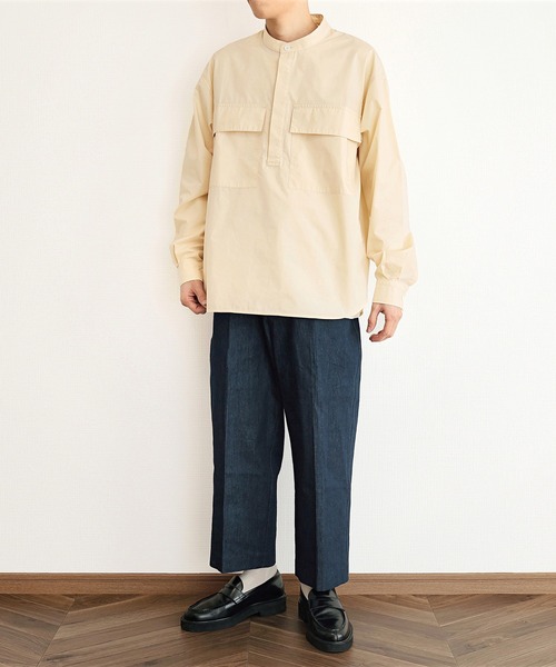 y/m(イム)の「プルオーバーノーカラーシャツ(シャツ/ブラウス・メンズ・ブルー/アイボリー・MEDIUM/LARGE)」の10枚目の写真