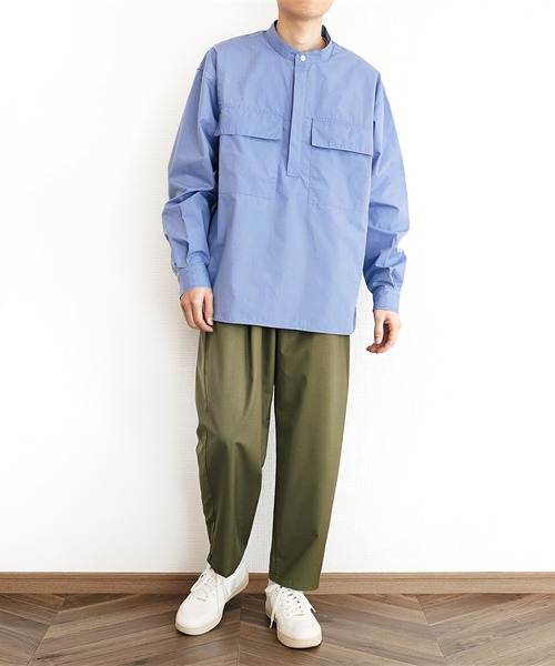 y/m(イム)の「プルオーバーノーカラーシャツ(シャツ/ブラウス・メンズ・ブルー/アイボリー・MEDIUM/LARGE)」の12枚目の写真