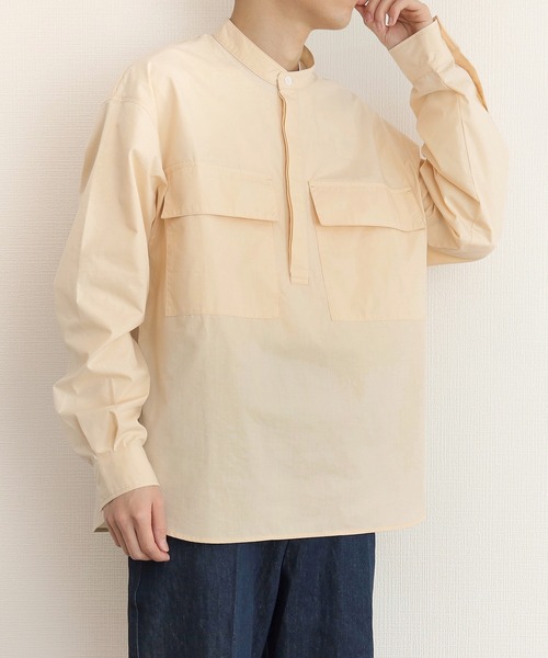 y/m(イム)の「プルオーバーノーカラーシャツ(シャツ/ブラウス・メンズ・ブルー/アイボリー・MEDIUM/LARGE)」の14枚目の写真