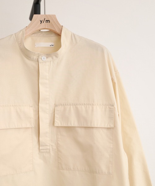 y/m(イム)の「プルオーバーノーカラーシャツ(シャツ/ブラウス・メンズ・ブルー/アイボリー・MEDIUM/LARGE)」の3枚目の写真