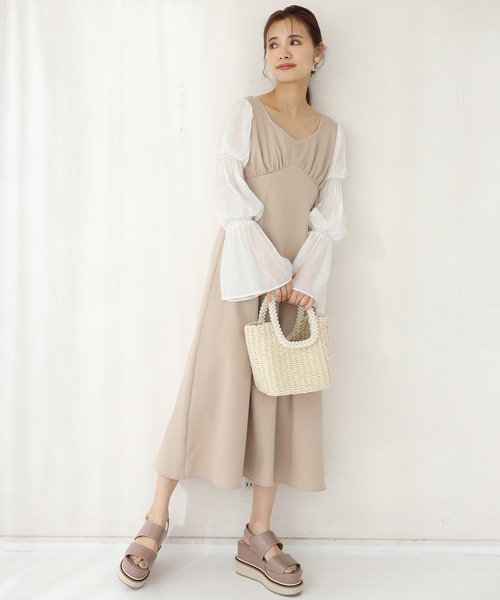 one after another NICE CLAUP(ワンアフターアナザーナイスクラップ)の「袖コンシャスワンピース(ワンピース・レディース・ブラック/ベージュ/チェック・FREE)」の9枚目の写真