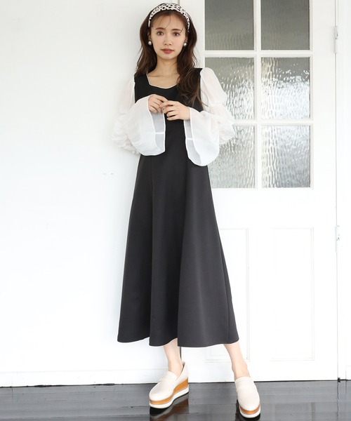 one after another NICE CLAUP(ワンアフターアナザーナイスクラップ)の「袖コンシャスワンピース(ワンピース・レディース・ブラック/ベージュ/チェック・FREE)」の16枚目の写真