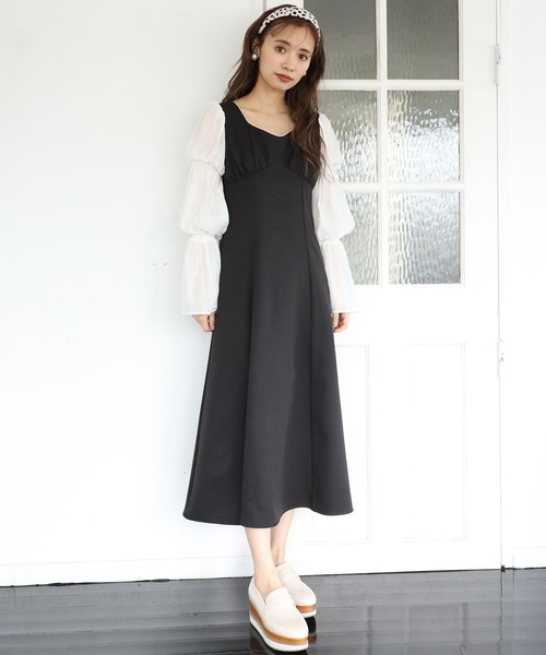 one after another NICE CLAUP(ワンアフターアナザーナイスクラップ)の「袖コンシャスワンピース(ワンピース・レディース・ブラック/ベージュ/チェック・FREE)」の11枚目の写真