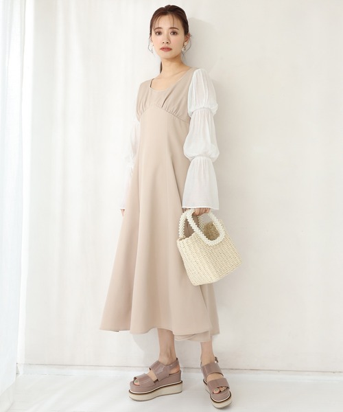 one after another NICE CLAUP(ワンアフターアナザーナイスクラップ)の「袖コンシャスワンピース(ワンピース・レディース・ブラック/ベージュ/チェック・FREE)」の5枚目の写真