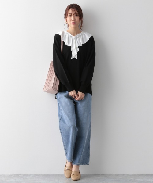 GLOBAL WORK(グローバルワーク)の「トリプルイージースリットプルオーバー/926692(ニット/セーター・レディース・ブラック/イエロー/ブルー/アイボリー/グレイッシュベージュ・MEDIUM/LARGE)」の8枚目の写真