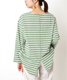 Simplicite | ボーダーバックスリットプルオーバー◆(Tシャツ/カットソー)