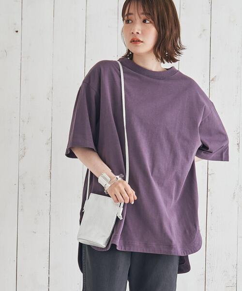 coen（コーエン）の「【WEB限定復刻】天竺ラウンドビッグTシャツ#（Tシャツ/カットソー・レディース・ダークグレー/ライラック/オフホワイト/オリーブ/クリーム/パープル・FREE）」の5枚目の写真