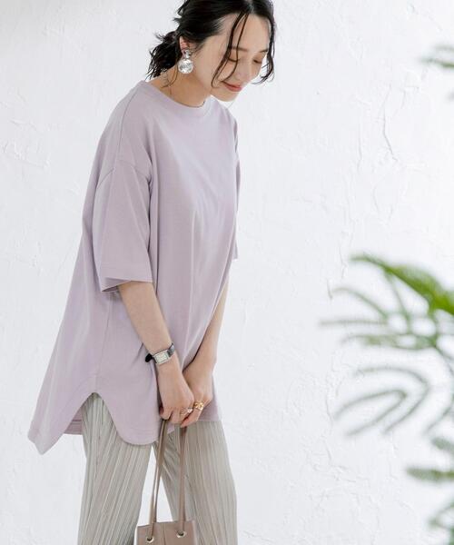 coen（コーエン）の「【WEB限定復刻】天竺ラウンドビッグTシャツ#（Tシャツ/カットソー・レディース・ダークグレー/ライラック/オフホワイト/オリーブ/クリーム/パープル・FREE）」の6枚目の写真