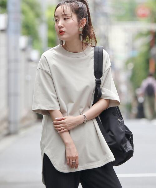 coen（コーエン）の「【WEB限定復刻】天竺ラウンドビッグTシャツ#（Tシャツ/カットソー・レディース・ダークグレー/ライラック/オフホワイト/オリーブ/クリーム/パープル・FREE）」の4枚目の写真