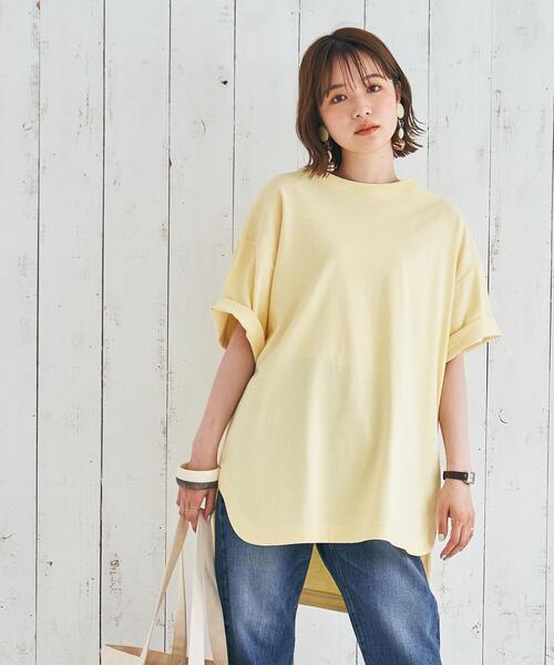 coen（コーエン）の「【WEB限定復刻】天竺ラウンドビッグTシャツ#（Tシャツ/カットソー・レディース・ダークグレー/ライラック/オフホワイト/オリーブ/クリーム/パープル・FREE）」の3枚目の写真