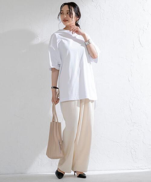 coen（コーエン）の「【WEB限定復刻】天竺ラウンドビッグTシャツ#（Tシャツ/カットソー・レディース・ダークグレー/ライラック/オフホワイト/オリーブ/クリーム/パープル・FREE）」の21枚目の写真