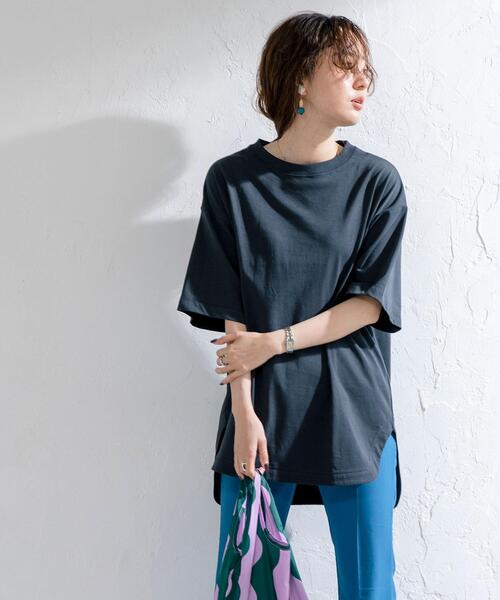 coen（コーエン）の「【WEB限定復刻】天竺ラウンドビッグTシャツ#（Tシャツ/カットソー・レディース・ダークグレー/ライラック/オフホワイト/オリーブ/クリーム/パープル・FREE）」の14枚目の写真