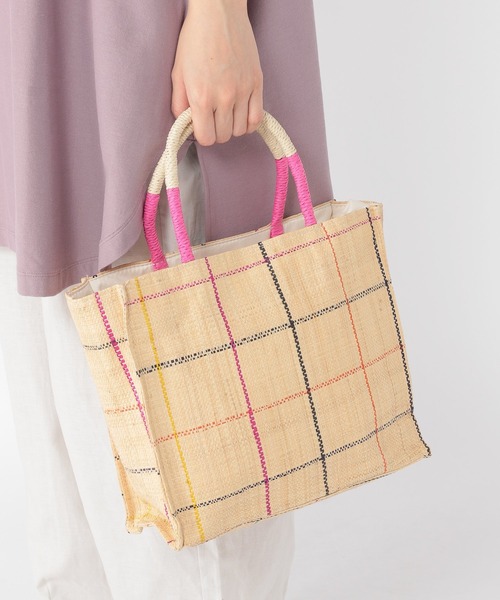 studio CLIP（スタディオクリップ）の「マダガスカルラフィアトートバッグ（トートバッグ・レディース・ネイビー/ピンク/ブルー/グリーン・FREE）」の4枚目の写真