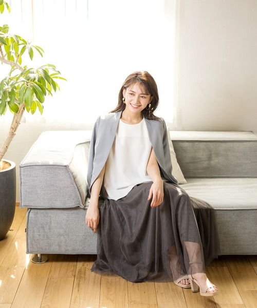 WHITE JOOLA（ホワイトジョーラ）の「【洗濯機で洗える】抗菌ストレッチ・多機能カラーレスジャケット(前裏付き）（ノーカラージャケット・レディース・ブラック/グレー/グレイッシュベージュ・7号/9号/11号/13号）」の7枚目の写真