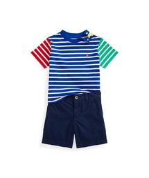 POLO RALPH LAUREN CHILDRENSWEAR（ポロ ラルフ ローレン チルドレンズウェア）の「ストライプド Tシャツ、ベルト & ポプリン ショートパンツ セット（ベビーギフト・キッズ）」