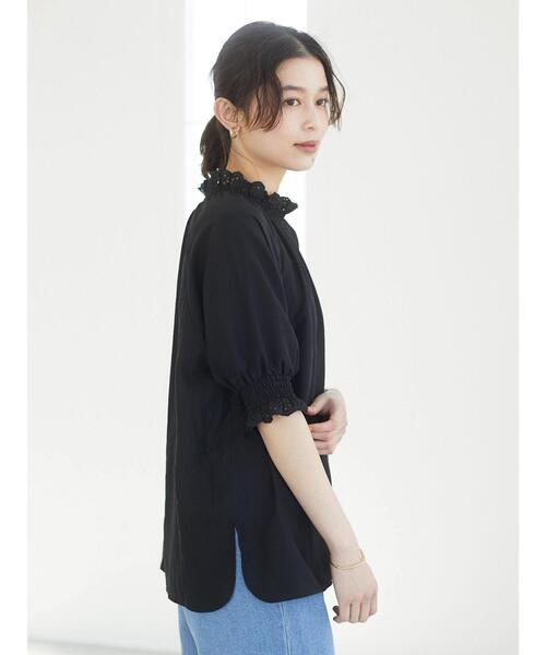 Sugar spoon（シュガースプーン）の「・SUGAR SPOON レースギャザーブラウス（シャツ/ブラウス・レディース・グレイッシュベージュ/オフホワイト/ブラック/イエロー・FREE）」の6枚目の写真