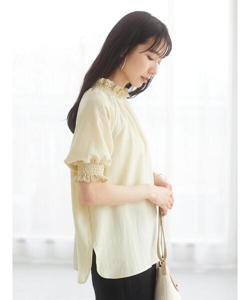 Sugar spoon（シュガースプーン）の「・SUGAR SPOON レースギャザーブラウス（シャツ/ブラウス・レディース・グレイッシュベージュ/オフホワイト/ブラック/イエロー・FREE）」の8枚目の写真