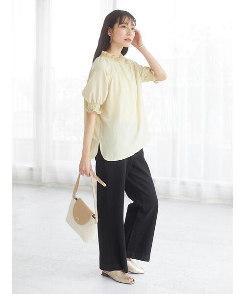 Sugar spoon（シュガースプーン）の「・SUGAR SPOON レースギャザーブラウス（シャツ/ブラウス・レディース・グレイッシュベージュ/オフホワイト/ブラック/イエロー・FREE）」の10枚目の写真