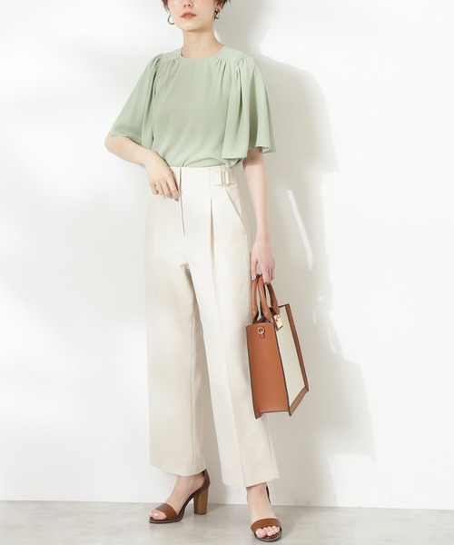 N.(N. Natural Beauty Basic)(エヌエヌナチュラルビューティーベーシック)の「◆サイドバックルストレートパンツ(その他パンツ・レディース・オフホワイト/カーキ/ブルー・MEDIUM)」の2枚目の写真