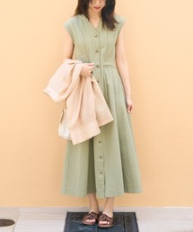 ウエストリボンデニムワンピース
