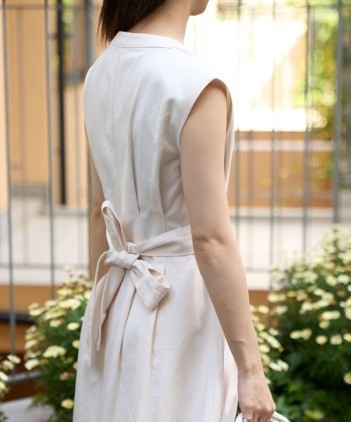 TRIANGLE PALETTE（トライアングルパレット）の「ウエストリボンデニムワンピース（ワンピース・レディース・ブラック/ネイビー/ブルー/アイボリー/カーキ・FREE）」の22枚目の写真