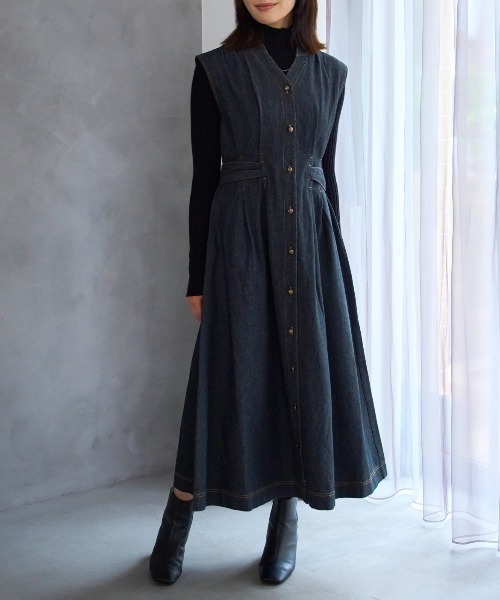 フランシュリッペ✨デニム ワンピース ウエストリボン フランシュリッペ✨デニム ワンピース ウエストリボン