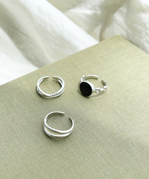 kutir(クティール)の「3セットモチーフフリーサイズリング(リング・レディース・シルバー/ゴールド・FREE)」の1枚目の写真