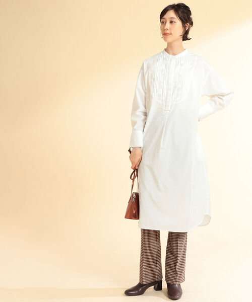 Ray BEAMS（レイビームス）の「Ray BEAMS / ピンタック ビブヨーク ワンピース（ワンピース・レディース・ホワイト/ブラック/イエロー・ONE SIZE）」の4枚目の写真