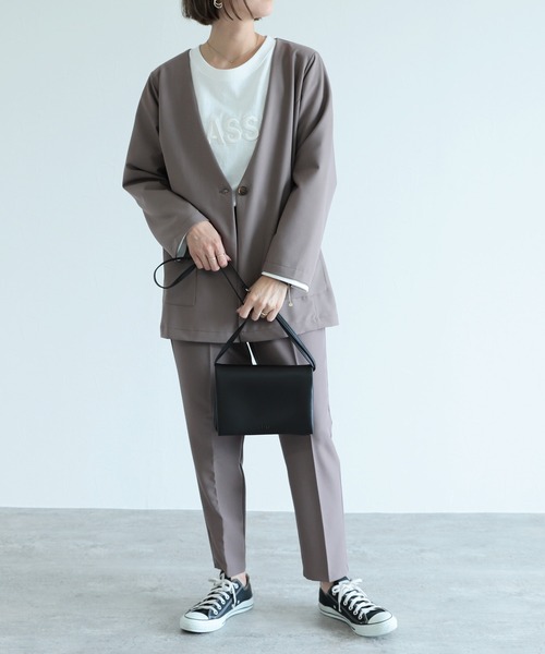 reca（レカ）の「ノーカラージャケット（ノーカラージャケット・レディース・ブラック/モカ・M/L）」の6枚目の写真