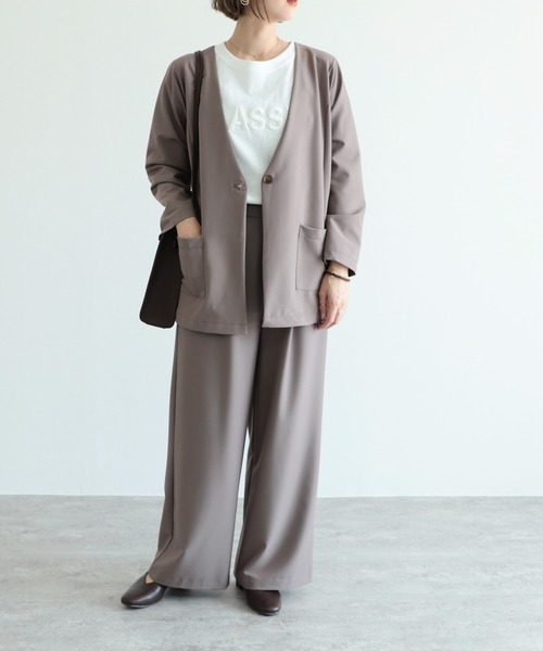 reca（レカ）の「ノーカラージャケット（ノーカラージャケット・レディース・ブラック/モカ・M/L）」の9枚目の写真