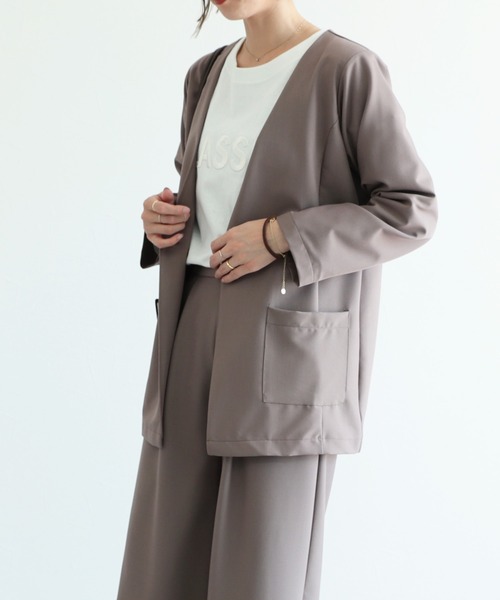 reca（レカ）の「ノーカラージャケット（ノーカラージャケット・レディース・ブラック/モカ・M/L）」の10枚目の写真