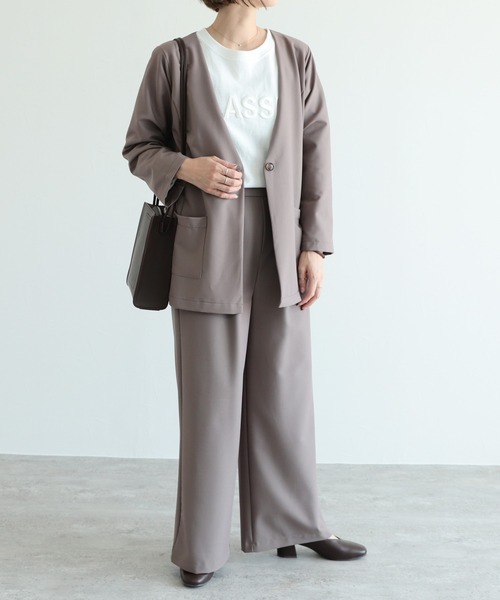 reca（レカ）の「ノーカラージャケット（ノーカラージャケット・レディース・ブラック/モカ・M/L）」の11枚目の写真