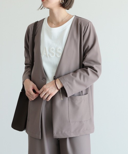 reca（レカ）の「ノーカラージャケット（ノーカラージャケット・レディース・ブラック/モカ・M/L）」の13枚目の写真