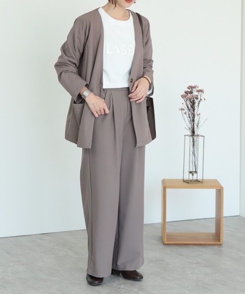 reca（レカ）の「ノーカラージャケット（ノーカラージャケット・レディース・ブラック/モカ・M/L）」の14枚目の写真