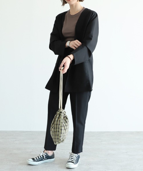 reca（レカ）の「ノーカラージャケット（ノーカラージャケット・レディース・ブラック/モカ・M/L）」の3枚目の写真