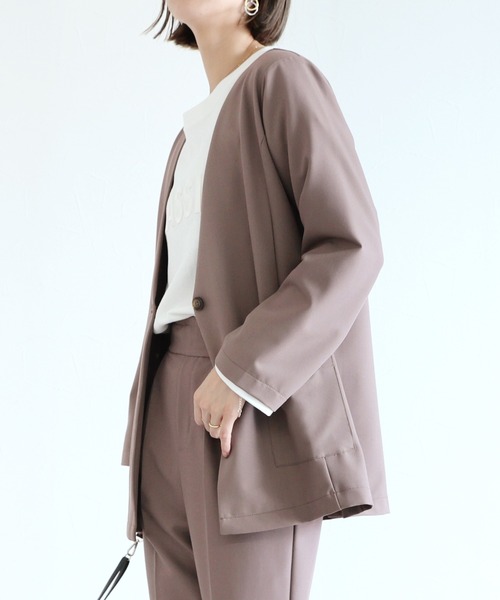 reca（レカ）の「ノーカラージャケット（ノーカラージャケット・レディース・ブラック/モカ・M/L）」の21枚目の写真