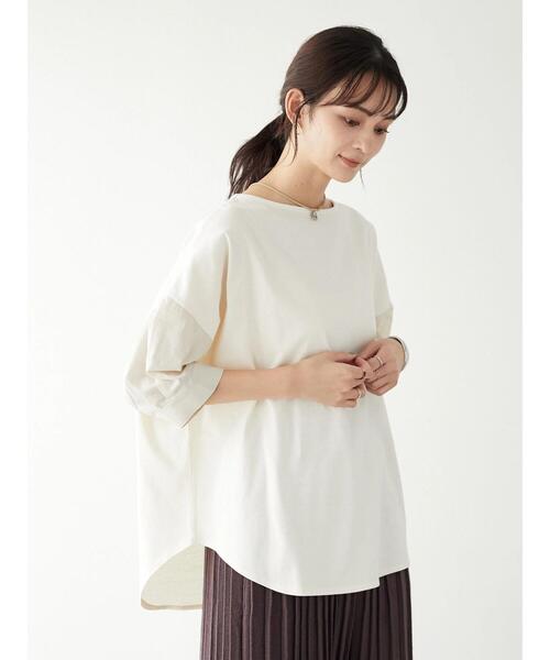 CRAFT STANDARD BOUTIQUE（クラフトスタンダードブティック）の「異素材ドッキングプルオーバー　＊（Tシャツ/カットソー・レディース・ブラック/ベージュ/サックスブルー/アイボリー/キャメル/グレー系その他5・M/L）」の13枚目の写真