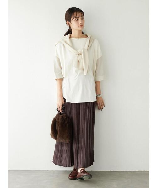 CRAFT STANDARD BOUTIQUE（クラフトスタンダードブティック）の「異素材ドッキングプルオーバー　＊（Tシャツ/カットソー・レディース・ブラック/ベージュ/サックスブルー/アイボリー/キャメル/グレー系その他5・M/L）」の14枚目の写真