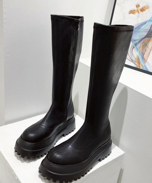 AMOUR BOX(アムールボックス)の「プラットフォームロングブーツ(ブーツ・レディース・ブラック・38/39/36/37/40)」の3枚目の写真