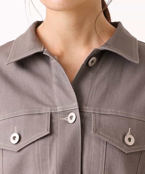 MK MICHEL KLEIN（エムケーミッシェルクラン）の「ビッグシルエット デニムライクジャケット/洗える（デニムジャケット・レディース・ネイビー/グレー・38）」の7枚目の写真