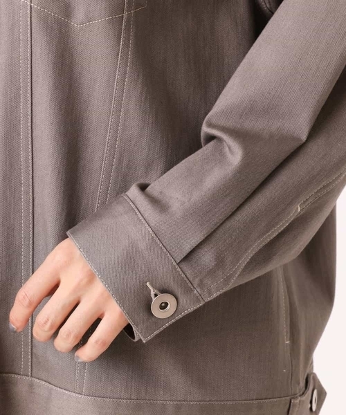 MK MICHEL KLEIN（エムケーミッシェルクラン）の「ビッグシルエット デニムライクジャケット/洗える（デニムジャケット・レディース・ネイビー/グレー・38）」の8枚目の写真