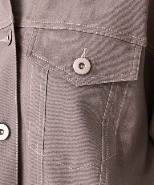 MK MICHEL KLEIN（エムケーミッシェルクラン）の「ビッグシルエット デニムライクジャケット/洗える（デニムジャケット・レディース・ネイビー/グレー・38）」の9枚目の写真