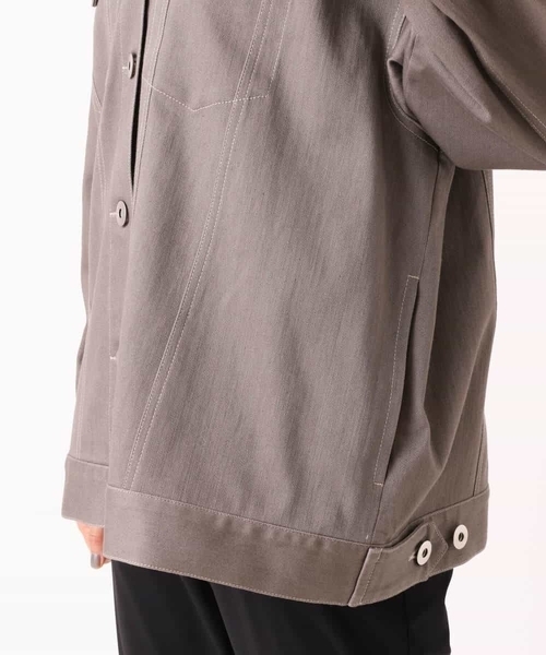 MK MICHEL KLEIN（エムケーミッシェルクラン）の「ビッグシルエット デニムライクジャケット/洗える（デニムジャケット・レディース・ネイビー/グレー・38）」の11枚目の写真