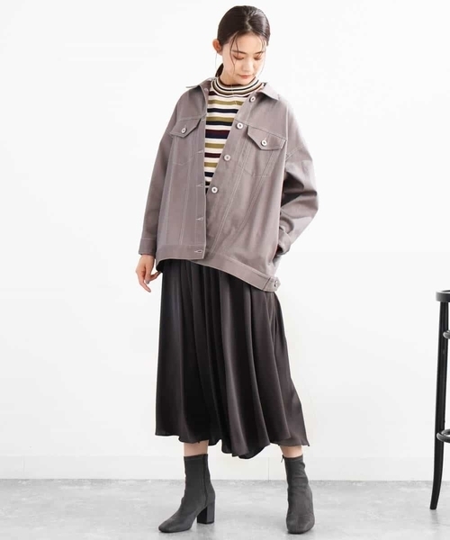 MK MICHEL KLEIN（エムケーミッシェルクラン）の「ビッグシルエット デニムライクジャケット/洗える（デニムジャケット・レディース・ネイビー/グレー・38）」の14枚目の写真